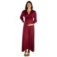 thumbnail image 1 of 24seven Comfort Apparel V-Neck Long Sleeve Maternity Maxi Dress, 1 of 4