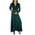 thumbnail image 1 of 24seven Comfort Apparel V-Neck Long Sleeve Maternity Maxi Dress, 1 of 5
