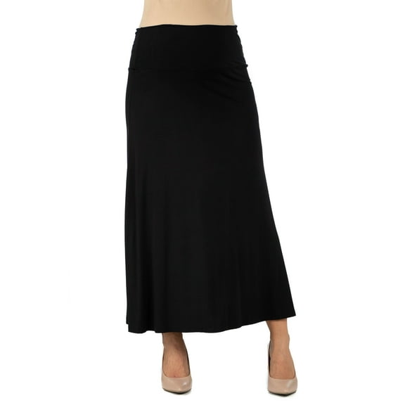 24seven Comfort Apparel Womens Comfortable Fit Elastic Waist Maternity Maxi Skirt
