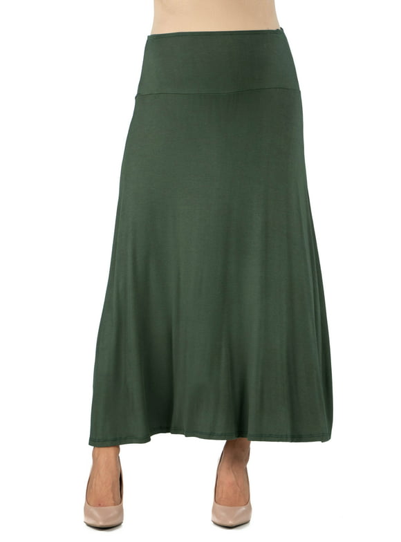 24seven Comfort Apparel Womens Comfortable Fit Elastic Waist Maternity Maxi Skirt