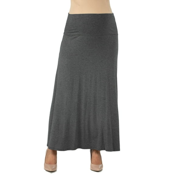 24seven Comfort Apparel Womens Comfortable Fit Elastic Waist Maternity Maxi Skirt