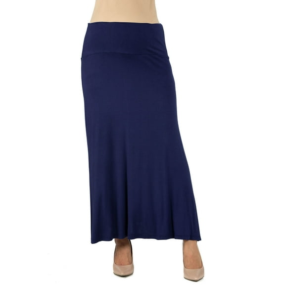 24seven Comfort Apparel Womens Comfortable Fit Elastic Waist Maternity Maxi Skirt