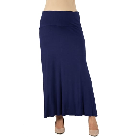 24seven Comfort Apparel Womens Comfortable Fit Elastic Waist Maternity Maxi Skirt
