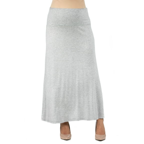 24seven Comfort Apparel Womens Comfortable Fit Elastic Waist Maternity Maxi Skirt