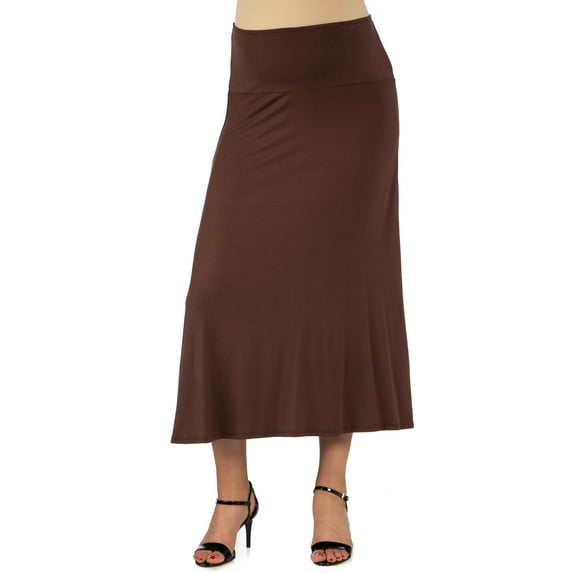24seven Comfort Apparel Womens Comfortable Fit Elastic Waist Maternity Maxi Skirt