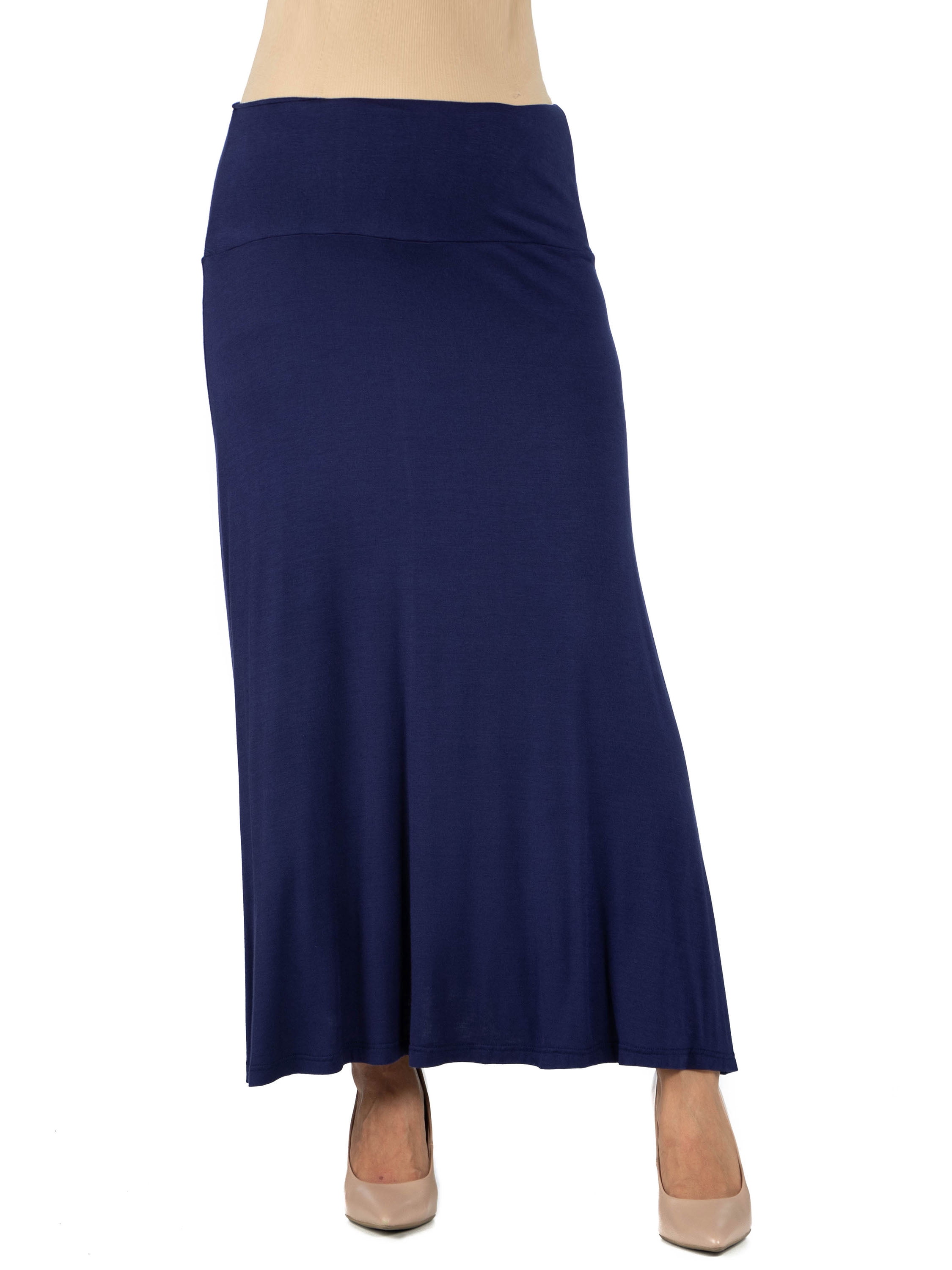 24seven Comfort Apparel Womens Comfortable Fit Elastic Waist Maternity Maxi Skirt