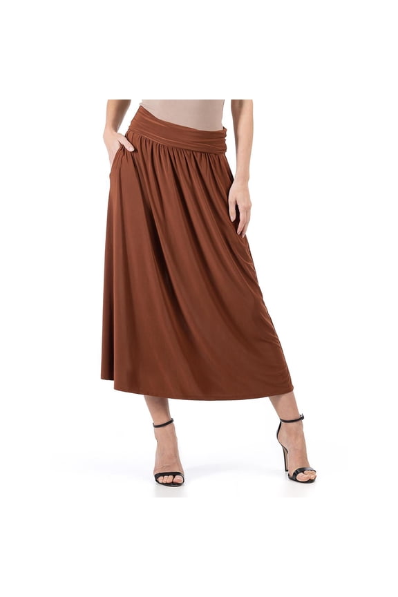 24seven Comfort Apparel Womens Foldover Maxi Skirt With Pockets-R006570-TOBA-M