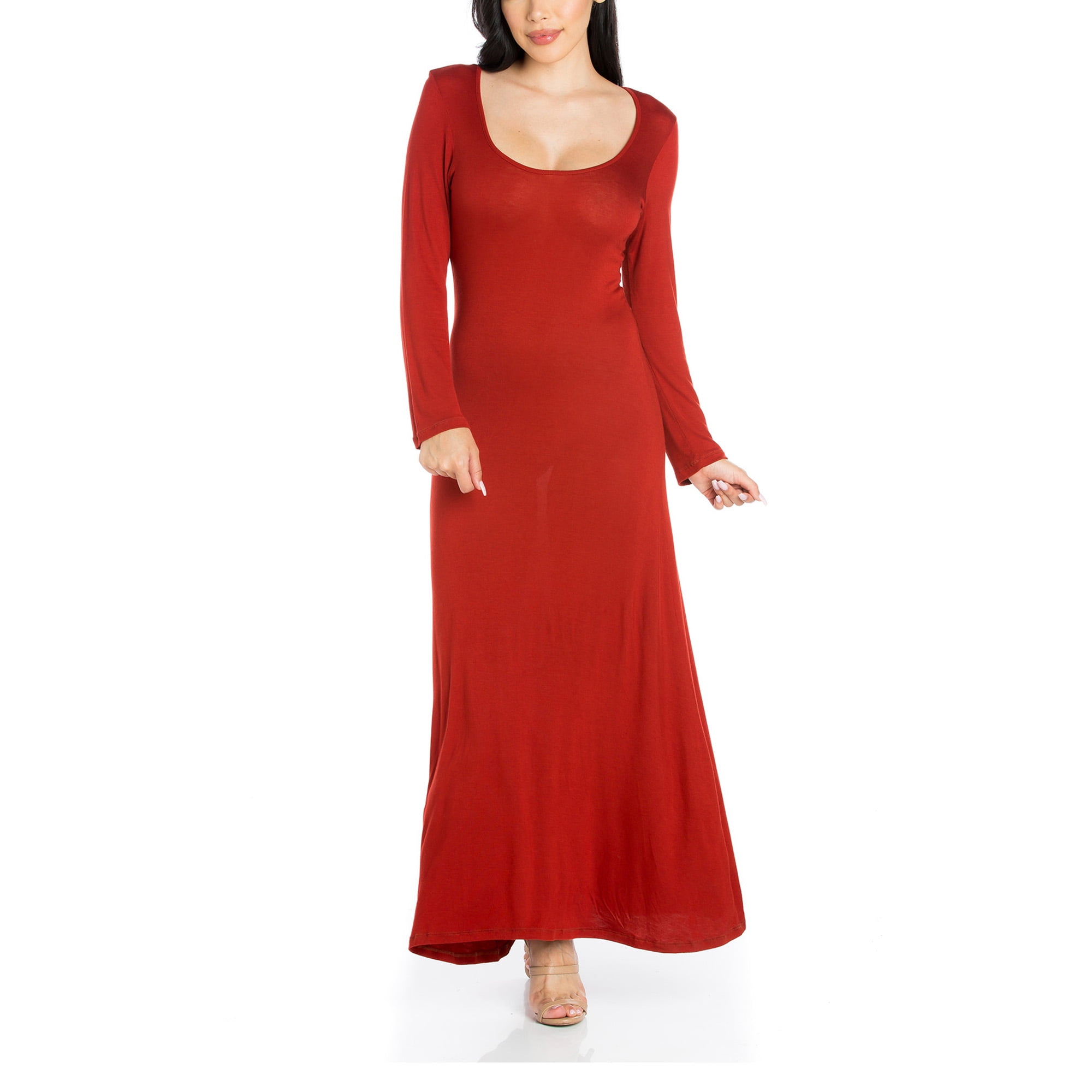 24seven Comfort Apparel Womens Long Sleeve Maxi Dress, R011671