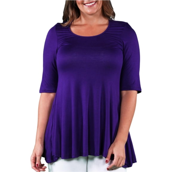 24seven Womens Casual Tunic Blouse, Purple, Plus Size, 5X