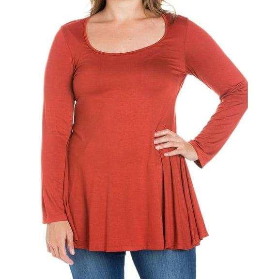 24seven Womens Poised Swing Tunic Blouse, Orange, Plus Size, 2X