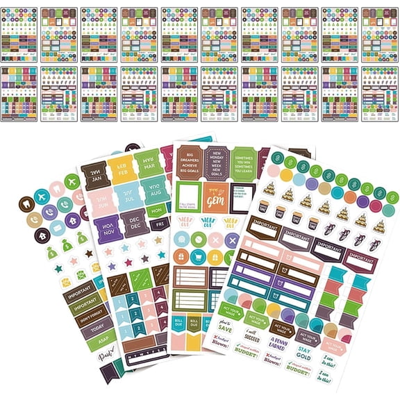 24sheet Budget Planner Stickers, Budgeting Reminder Stickers for Finance Journal, Bill Payment Reminders, Money Tracking Decals, Monthly Weekly Daily Planner, Calendar And Scrapbook Accessory