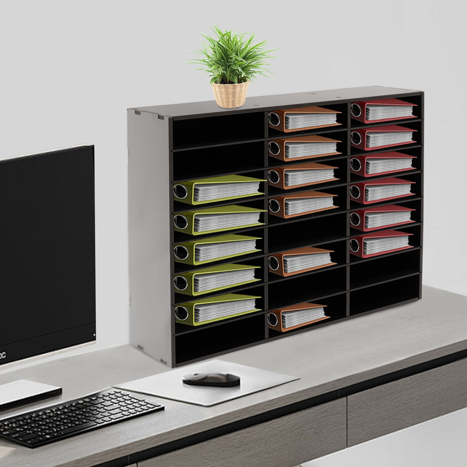 24slots 73.7*30.2*59.6cm Literature Organizer Black Rectangular Desktop ...