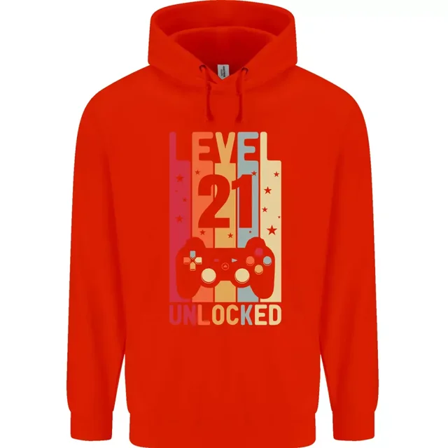 24th Birthday 21 Year Old Level Up Gamming Mens 80 Cotton Hoodie