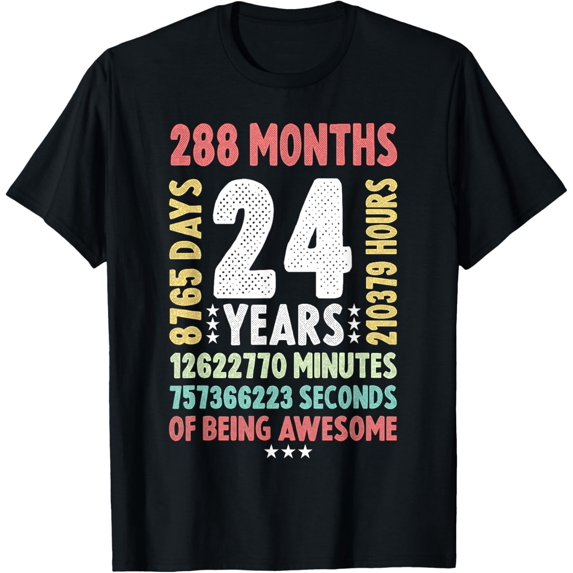 24th Birthday 24 Years Old Vintage Retro - 24 yr old T-Shirt