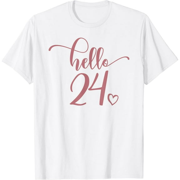 24th Birthday, For Women Hello 24 Cute 24 Years Old T-Shirt100% cotton