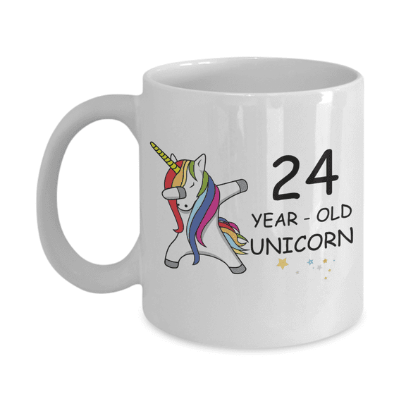 24th Birthday Gift for Women - 24 Year Old Unicorn Dabbing Mug - Funny White Porcelain Coffee 11 oz for Grandma, Mom, Sister, Best Friend, Women, Her - Legends are Born In 1996