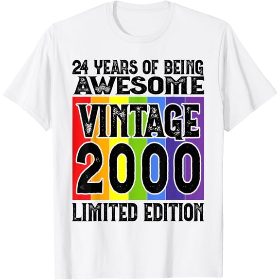 24th Birthday Limited Edition Born in 2000 T-ShirtMen and women can wear, black T-shirts, gifts. Age: M,L，XL 2XL, 3XL, 107XL
