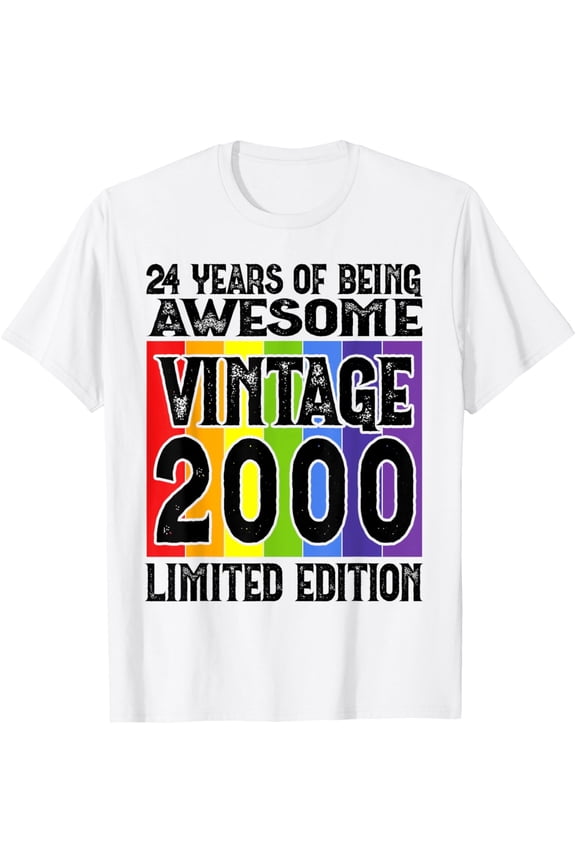 24th Birthday Limited Edition Born in 2000 T-ShirtMen and women can wear, black T-shirts, gifts. Age: M,L,XL 2XL, 3XL, 107XL