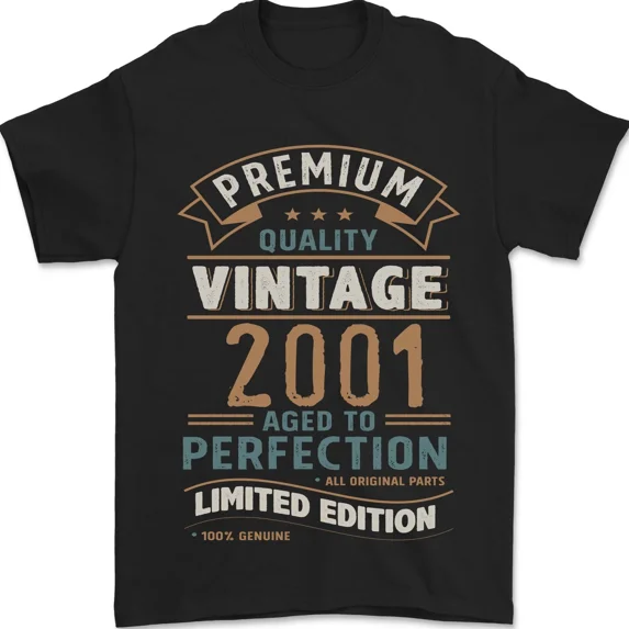 24th Birthday Premium Vintage Style Made In 2001 Unisex T-Shirt, up to size 5XL