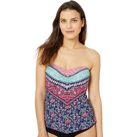 24th & OCEAN Multi La Boheme Retro Bandini Swim Top, US Large, NWOT