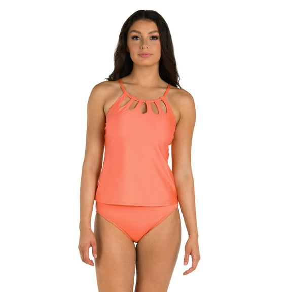 24th and Ocean womens Solid Tankini Top, 6