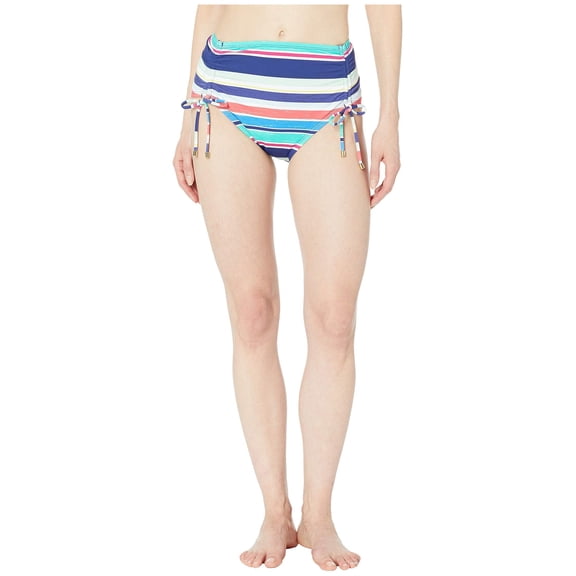 24th & Ocean Women's Standard Hipster Bikini Swimsuit Bottom, Navy//high Tide Stripe, M