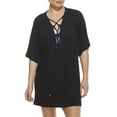 thumbnail image 1 of 24th & Ocean Womens Lace-Up Crinkle Knit Cover-Up Style-TF2EN39 Swimsuit, 1 of 2
