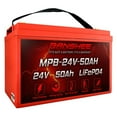 24v 50Ah LifePo4 Battery 3000-7000 Deep Cycles with BMS Lithium Iron for RV Campers Solar Marine Energy Reserve Power Supply Emergency Lighting Run in Series or Parallel, black