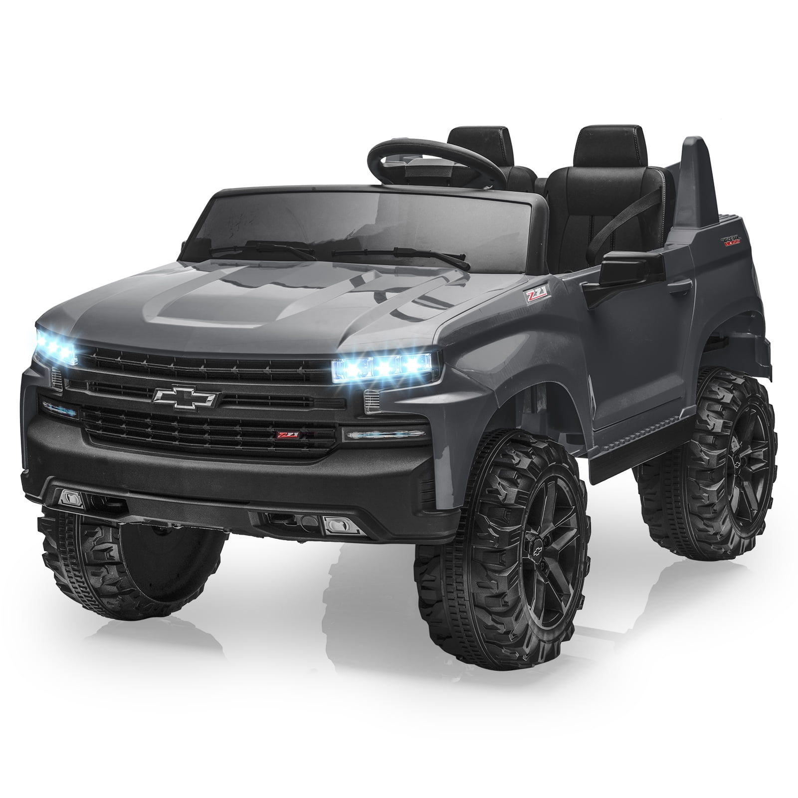 24v Ride On Car Truck Chevrolet -Kids Electric Vehicle 2-Seater Battery Powered with Remote Control, Led Lights, Mp3, Bluetooth, 2 Doors Open for Boys Girls