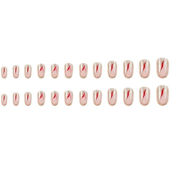 24x Autumn Winter Almond Shaped Full Covers False Nails Glittering on Nails Sparkling Acrylic Nails
