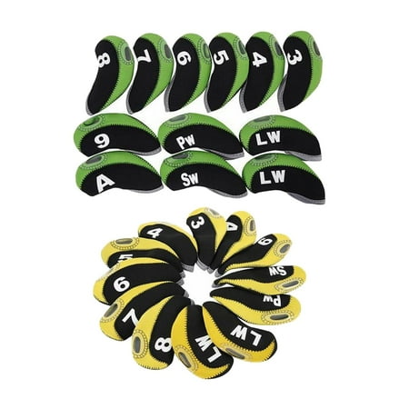 24x Club Iron Headcover Set Wedge Headcover Green and Yellow