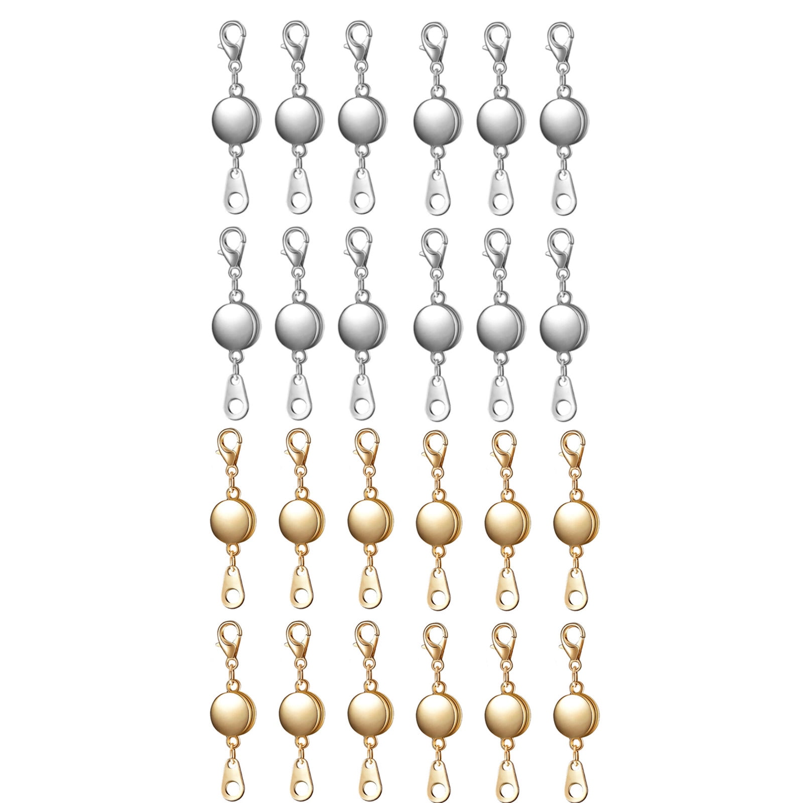 24x Easy-to-Use Magnetic Clasp for Necklace Extension Gold and Silver Alloy APPLAYERR Spare Part