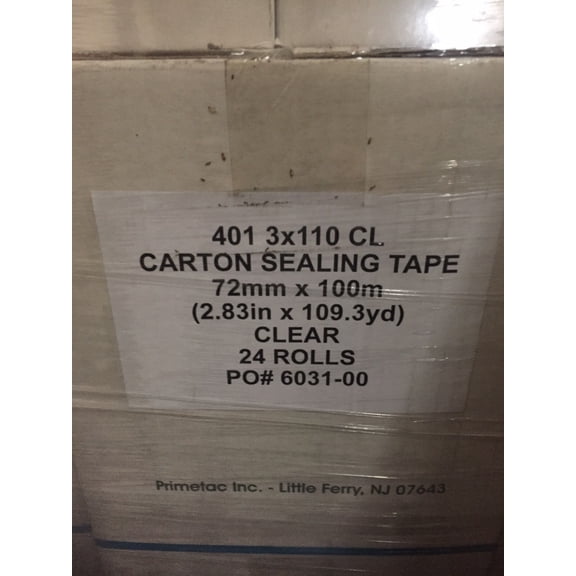 24x PRIMETAC 401 3" x 110 yds CL Carton Sealing Box Tape CLEAR PACKING shipping