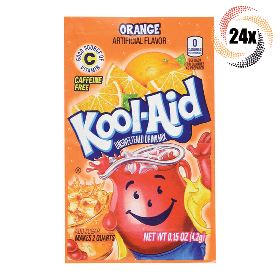 24x Packets Kool-Aid Orange Caffeine Free Soft Drink Mix | Fast Shipping! |