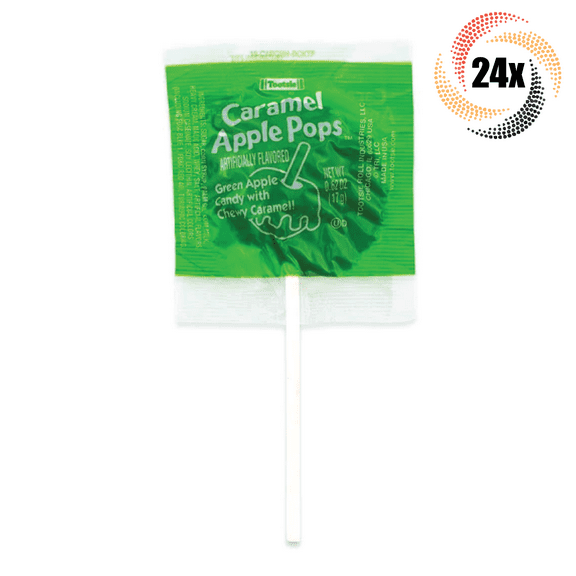 24x Pops Tootsie Green Apple Chewy Caramel Candy Pops | .62oz | Fast Shipping!