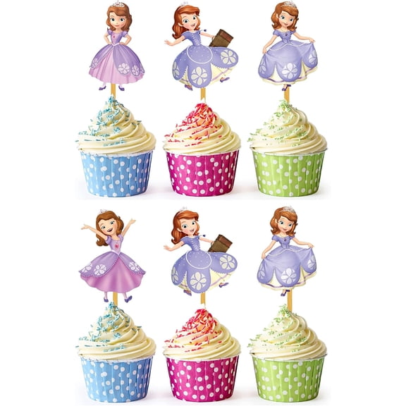 24x Royal Princess Cupcake Toppers Strong Picks Happy Birthday Dcor, Cupcake Decorations for Kids' Birthdays