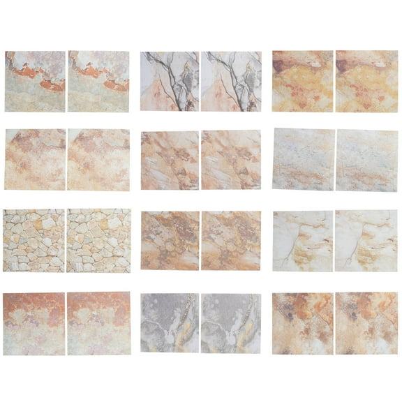 24x Scrapbook Paper Pads Single-Sided Vintage Stone Pattern Paper Acid-free Background Paper for Card Making Decoration