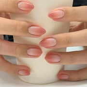 24x Short Almond Artificial Nail French Tip False Nail Gradient Press On Nail