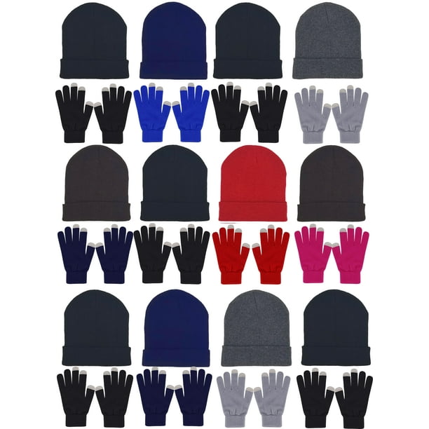 24x Winter Beanies & Gloves Combo Pack, Bulk Pack for Men  display picture 1