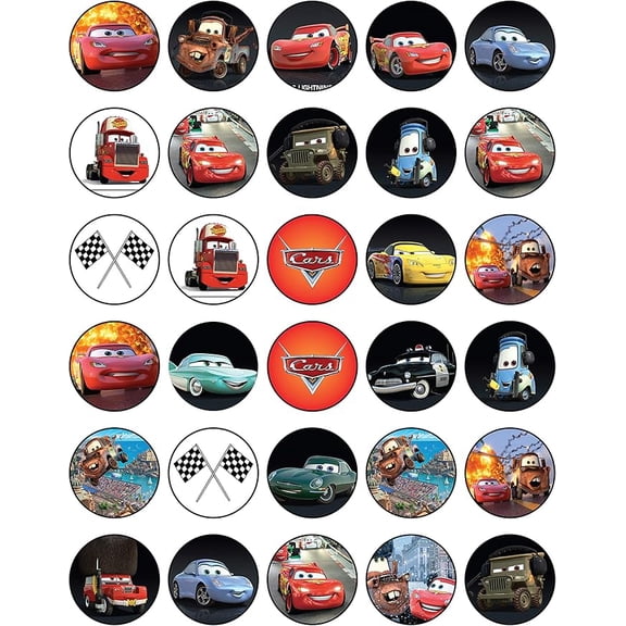 30 x Edible Cupcake Toppers Racing Cars Themed Collection of Edible Cake Decorations | Uncut Edible on Icing Sheet