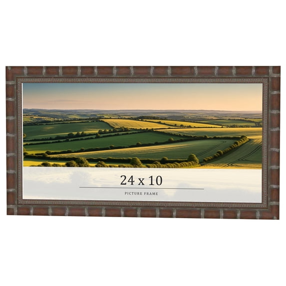 24x10 Dark Brown Bamboo Real Wood Picture Frame Width 1.5 inches | Interior Frame Depth 0.5 inches