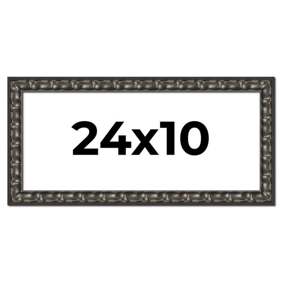 24x10 Frame Black-Brown Medieval Solid Wood Picture Frame | 1.5 Inch Moulding Width | Gotham