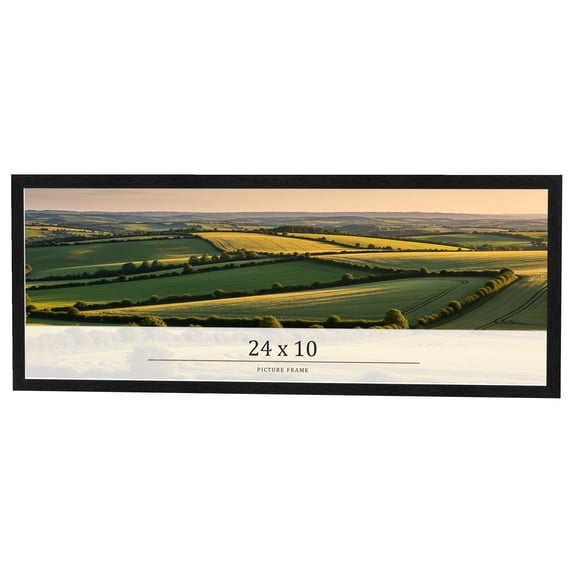 24x10 Frame Black Charcoal Grey Wood Textured Picture Frame | 0.75 Inch Moulding Width | Gunmetal