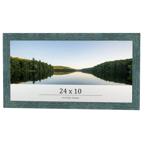 24x10 Frame Blue Rustic Barnwood Solid Wood Picture Frame Width 1.25 Inches | Interior Depth 0.5