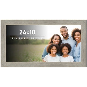 24x10 Frame Gray Barnwood Rustic Solid Wood Picture Frame | 1.5 Inch Moulding Width | Includes UV
