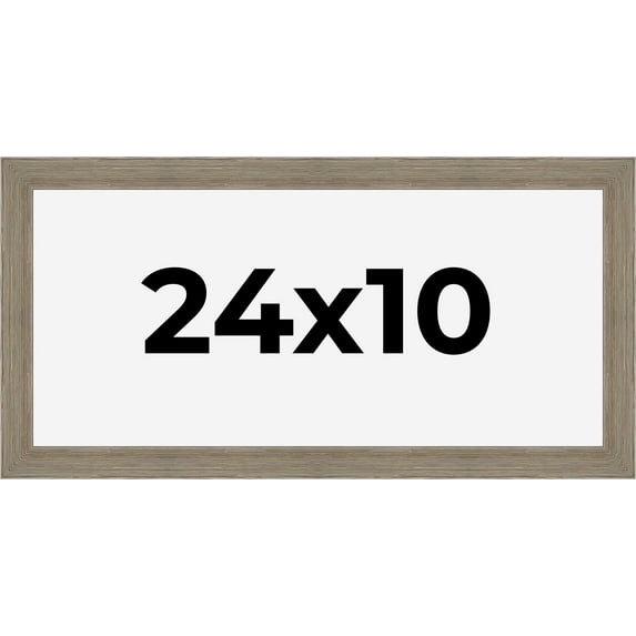 24x10 Frame Gray Barnwood Rustic Solid Wood Picture Frame | 1.5 Inch Moulding Width | Includes UV