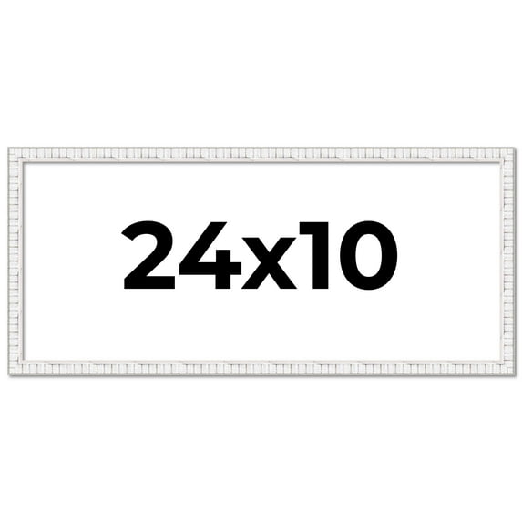 24x10 Frame White Scuffed Rustic Solid Wood Picture Frame | 0.75 Inch Moulding Width| Includes UV
