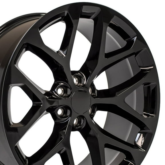 CV98 24x10 Snowflake Wheels - Gloss Black 24 Inch Rims - 6x139.7 Wheels, Optional TPMS & 295/35/24 Tires and Rims Packages - Fits GM Trucks & SUVs (Single Rim)