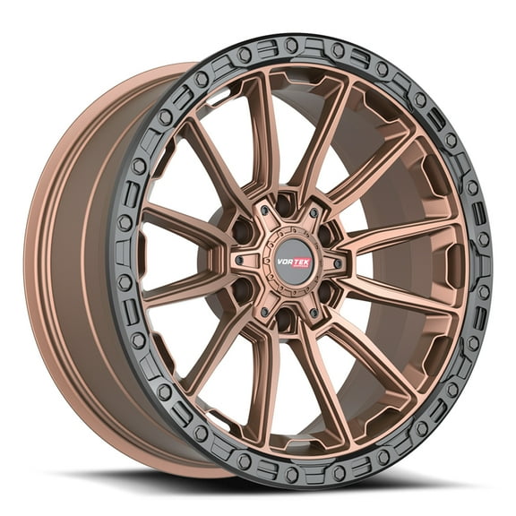 24x10 Vortek VRT-601 Matte Bronze With Black Bead Ring Wheel 6x135/6x5.5 (18mm)