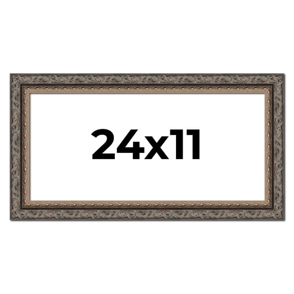 24x11 Frame Black Real Wood Picture Frame Width 2 inches | Interior Frame Depth 0.5 inches | Fitz